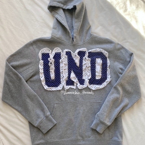 University of Notre Dame hand sewn lace polka dot hoodie - Picture 1 of 9